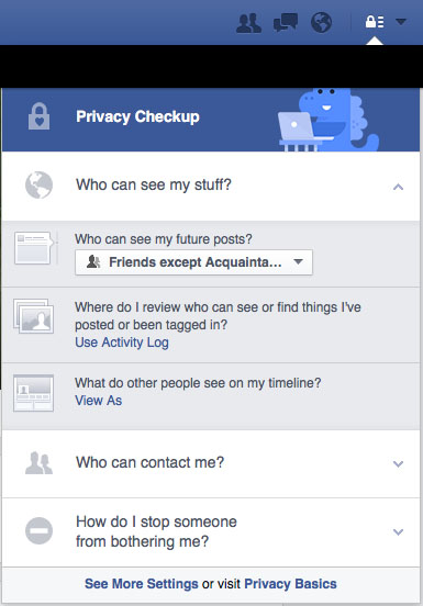 Facbook Security Checkup - Who Can See My Stuff