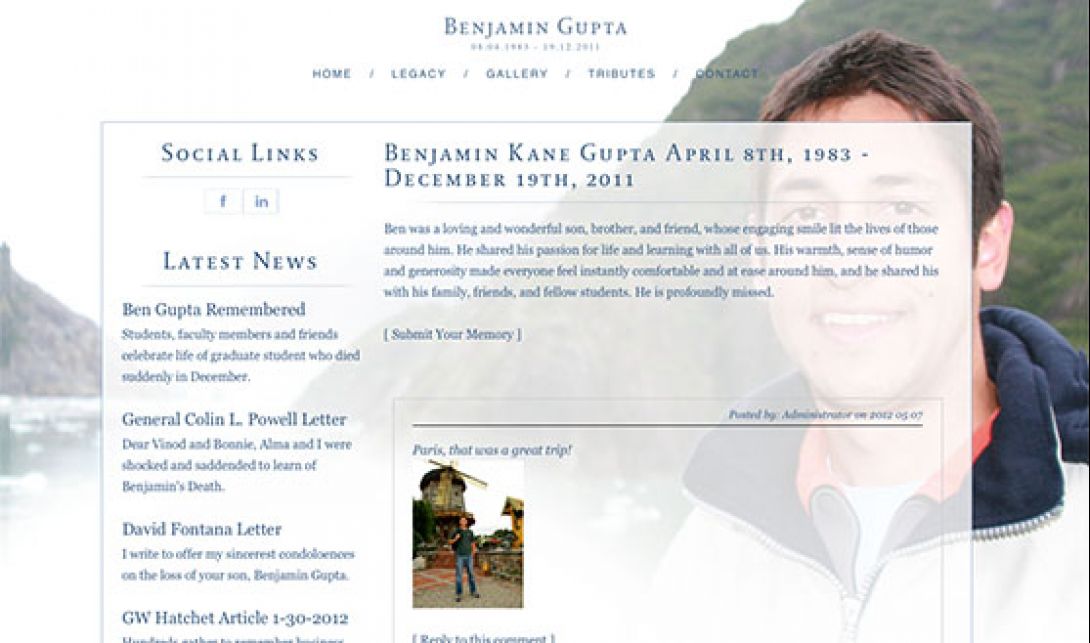 Ben Gupta Memorial Website - 8